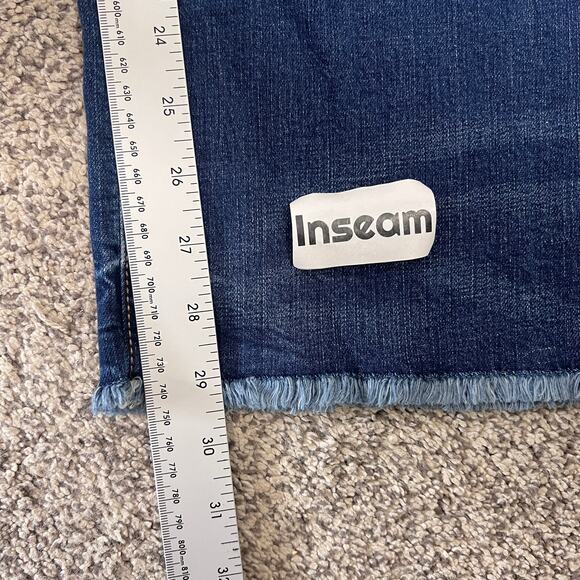 Old Navy Women 16T Boho Festival Indie Western Stretch Blue Raw Edge Flare Jeans - Picture 9 of 10